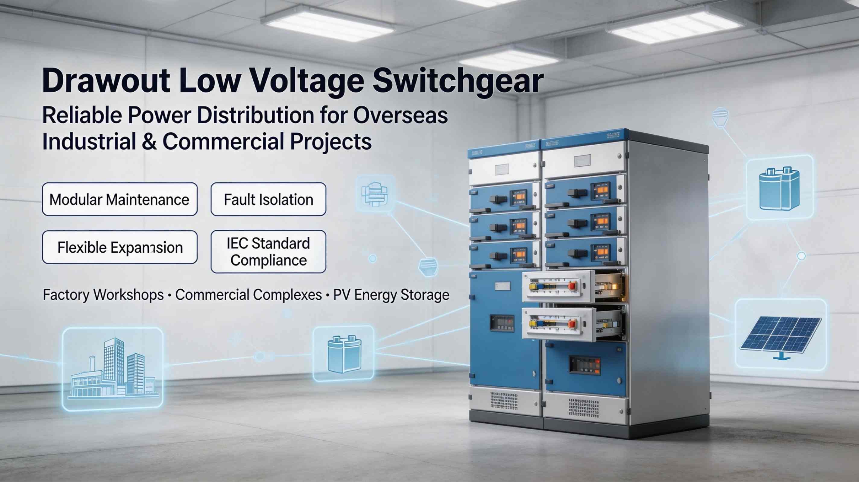 Draw-out Low Voltage Switchgear: ຄູ່ມືການເລືອກປະຕິບັດສໍາລັບການຫຼຸດຜ່ອນການບໍາລຸງຮັກສາແລະການຂະຫຍາຍທີ່ງ່າຍດາຍໃນໂຄງການອຸດສາຫະກໍາແລະການຄ້າໃນຕ່າງປະເທດ
